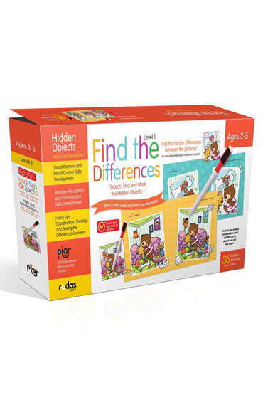 Piar Kids Find The Differences-2 (Level 2) / Search, Find And Mark The Hidden Objects-2 / Ages 2-5