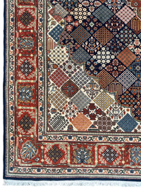 Hand-Knotted Indo-Joshegan Wool Rug – 12'2" x 9'1" – Geometric Medallion Design, Rich Warm Palette
