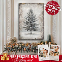 Vintage Christmas Tree Wall Art with Free Personalized Christmas Card