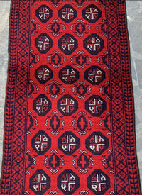Hand Knotted Afghani Wool Baluch Runner Rug With Rug Pad 2x7 Ft