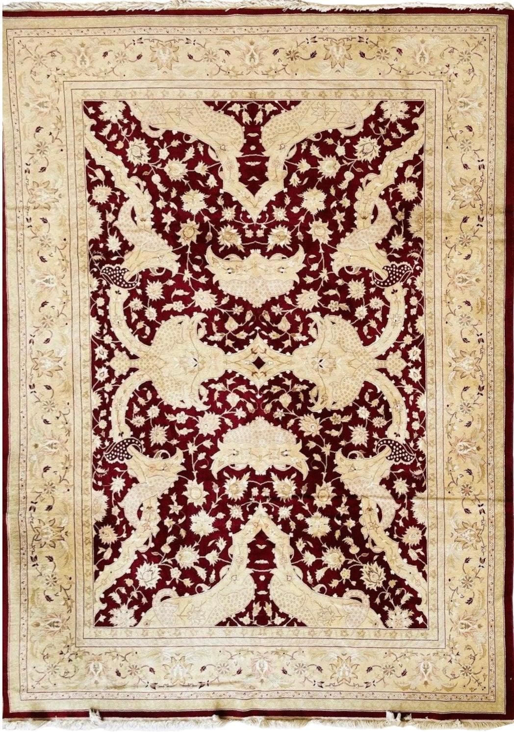 Hand-Knotted Pak-Ziegler Wool Rug – 8'7" x 11'7" – Traditional Design, Warm Earth Tones