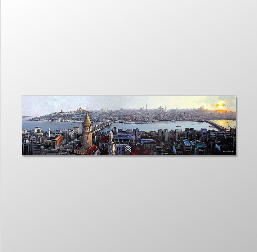 Galata Haliç Çerçeveli Tablo 160x55 cm