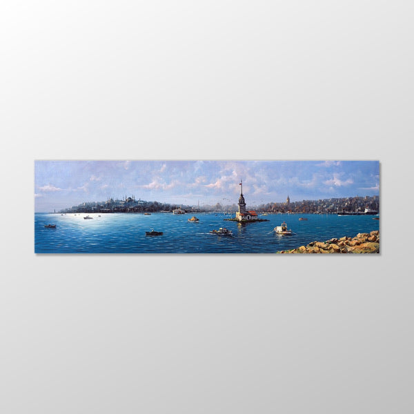Kız Kulesi Panaroma Tablo (Çerçeveli) 194x64 cm