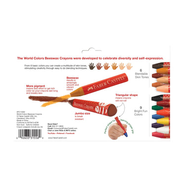 Faber- Castell World Colors - 15ct Beeswax Crayons