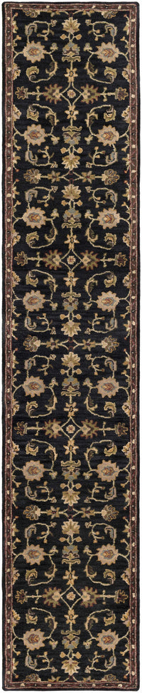 Kittredge Floral Black Wool Rug