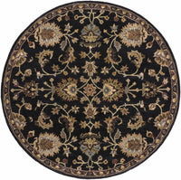 Kittredge Floral Black Wool Rug