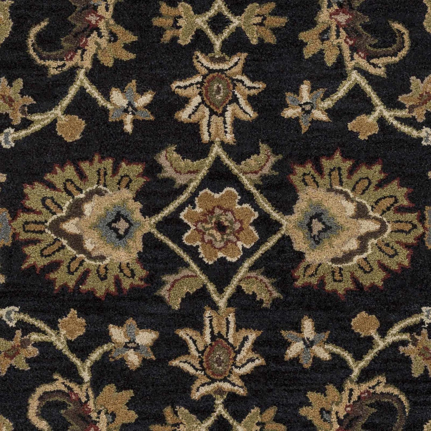 Kittredge Floral Black Wool Rug