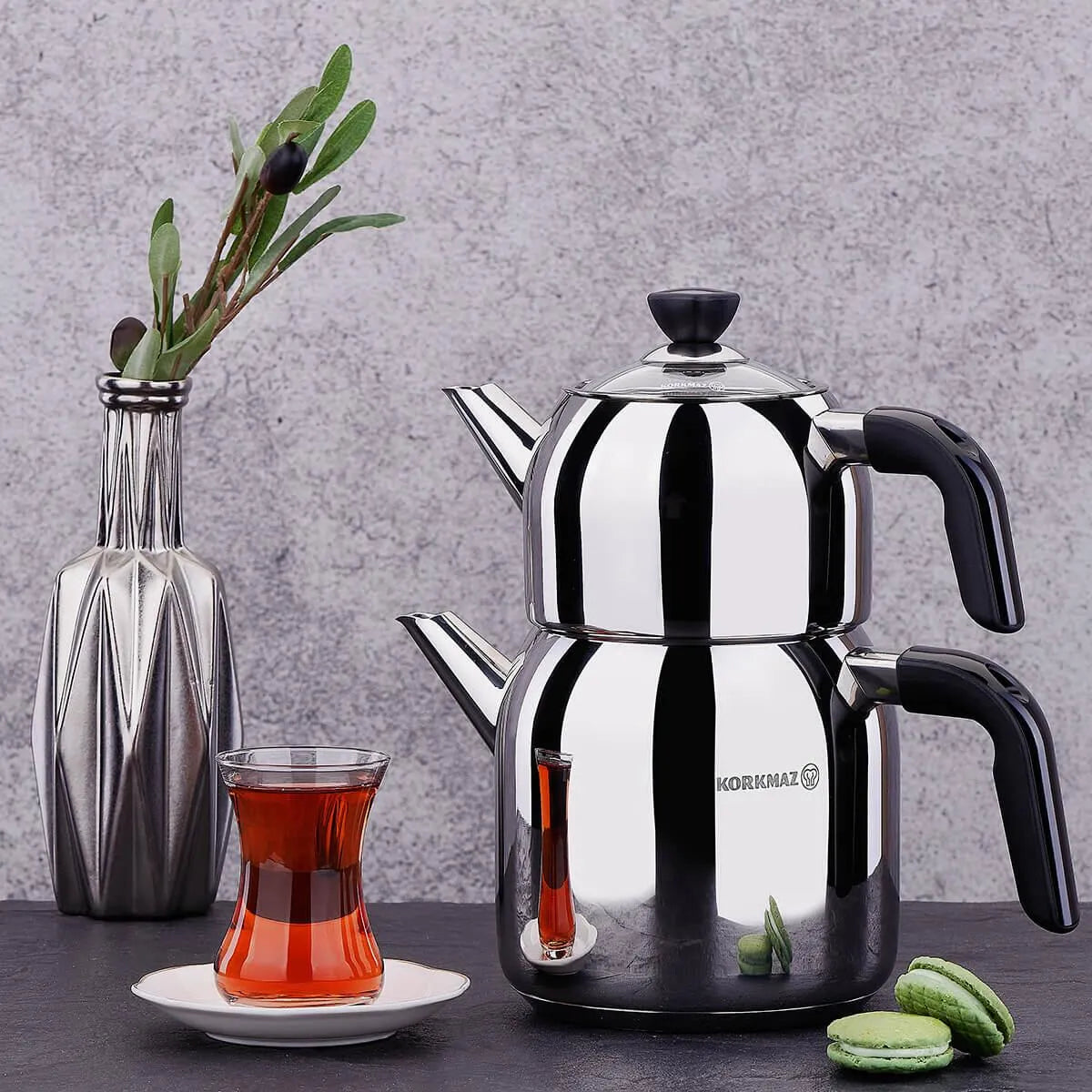 Korkmaz Kappa Teapot Set Black 2L