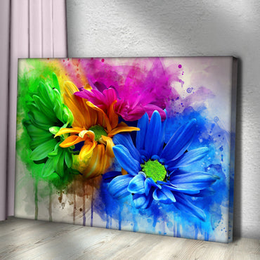 Watercolor Daisies Canvas Wall Art