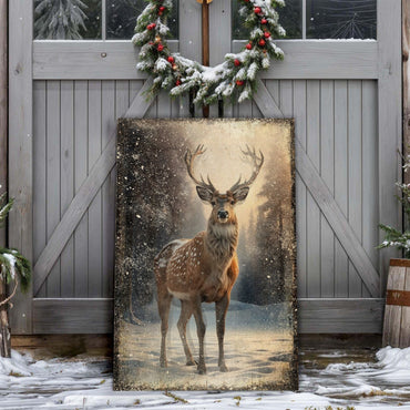 Vintage Winter Deer Christmas Wall Art IV