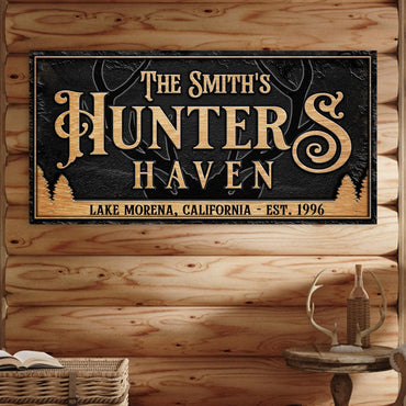 Personalized Hunters Haven Family Sign