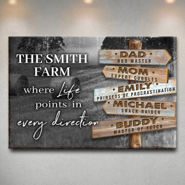 Where Life Points In Every Direction Family Farm Names Sign