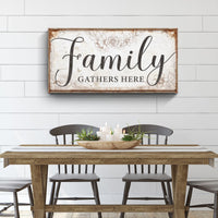 Family Gathers Here Sign