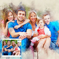 Family Watercolor Portrait Custom Wall Art
