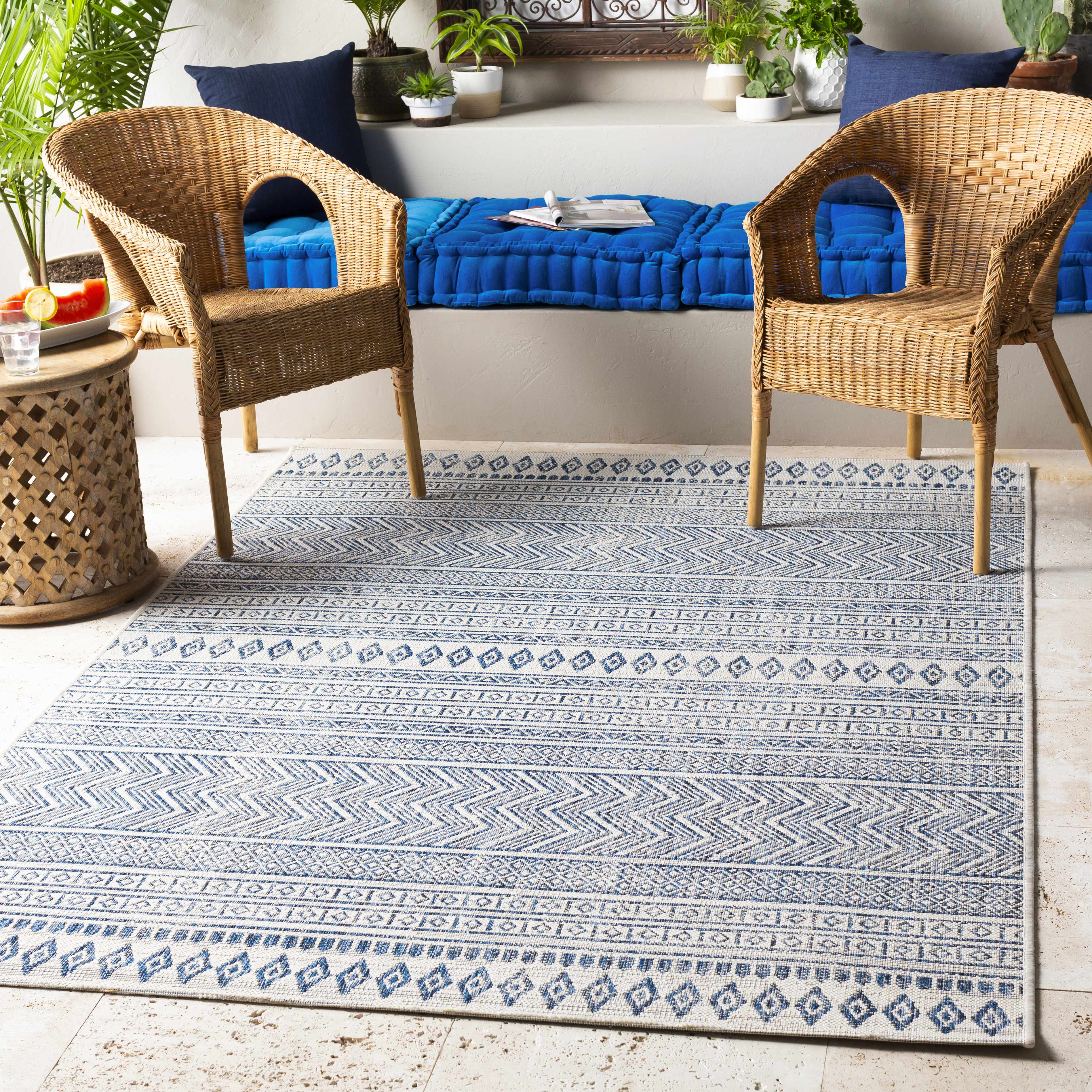 Madras Light Blue Green All Over Performance Area Rug