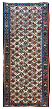Masterpiece Vintage Persian Senneh Kilim Runner Rug 4’ x 9’