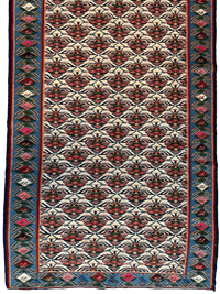 Masterpiece Vintage Persian Senneh Kilim Runner Rug 4’ x 9’
