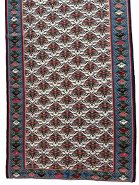 Masterpiece Vintage Persian Senneh Kilim Runner Rug 4’ x 9’