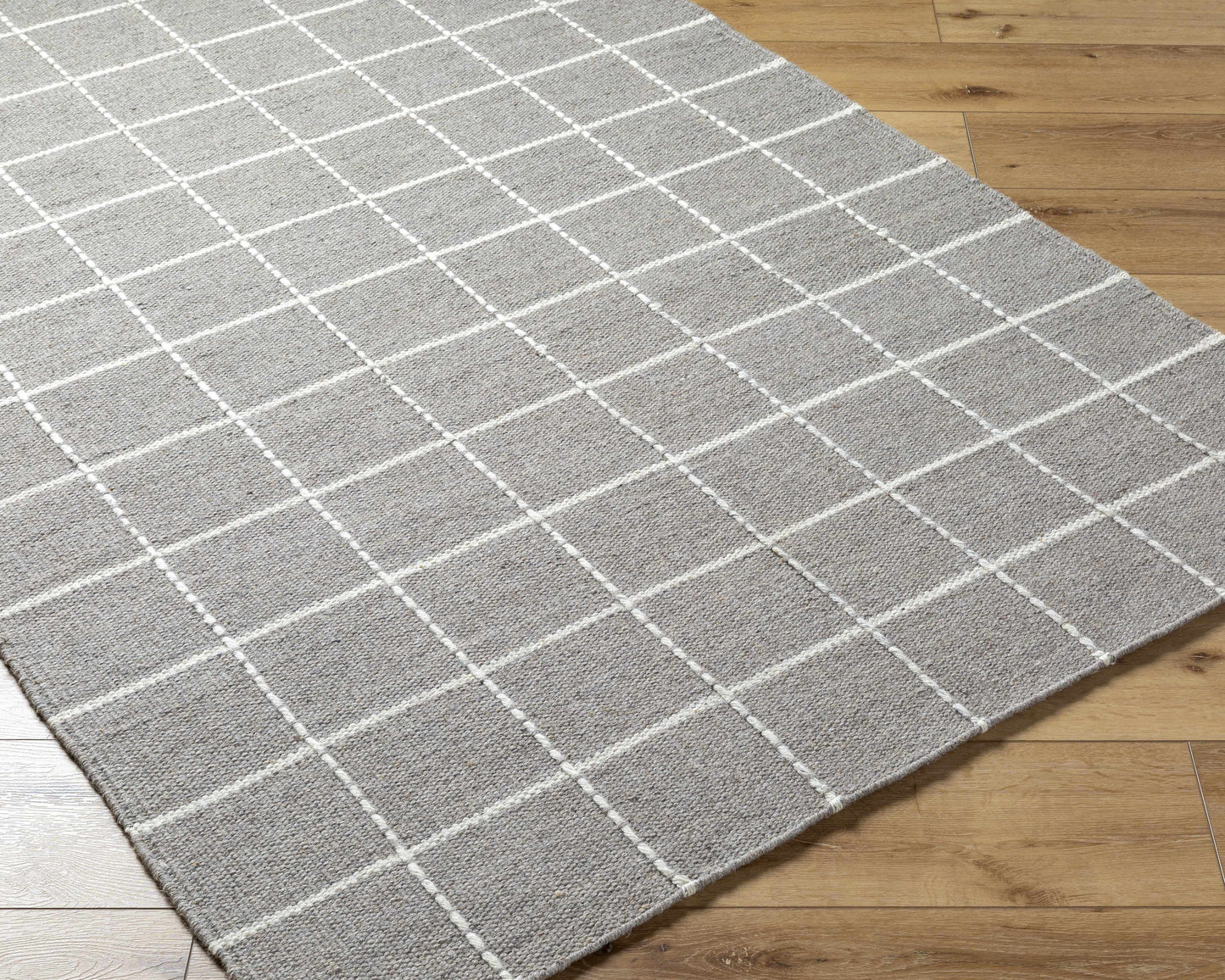 Nissa Gray Checkered Wool Rug