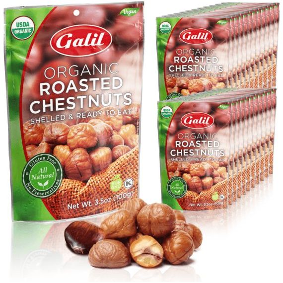 Organic Roasted Chestnuts | Peeled & Ready to Eat | 3.5 oz | Galil