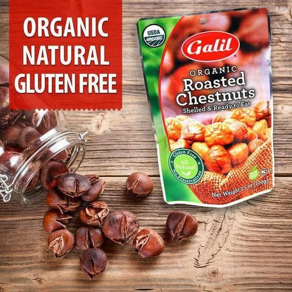 Organic Roasted Chestnuts | Peeled & Ready to Eat | 3.5 oz | Galil