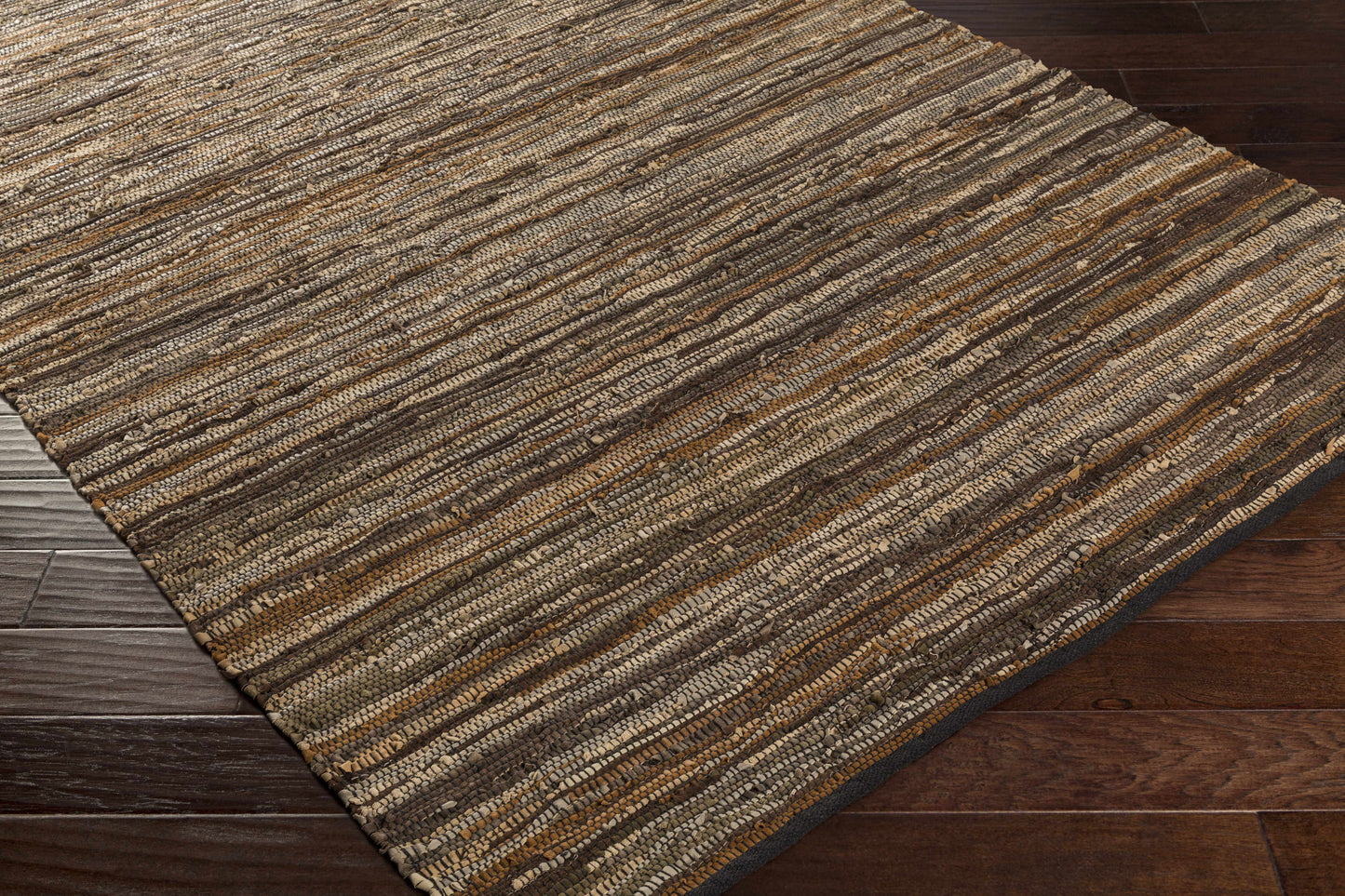 Hand Woven Leather Rag Rug