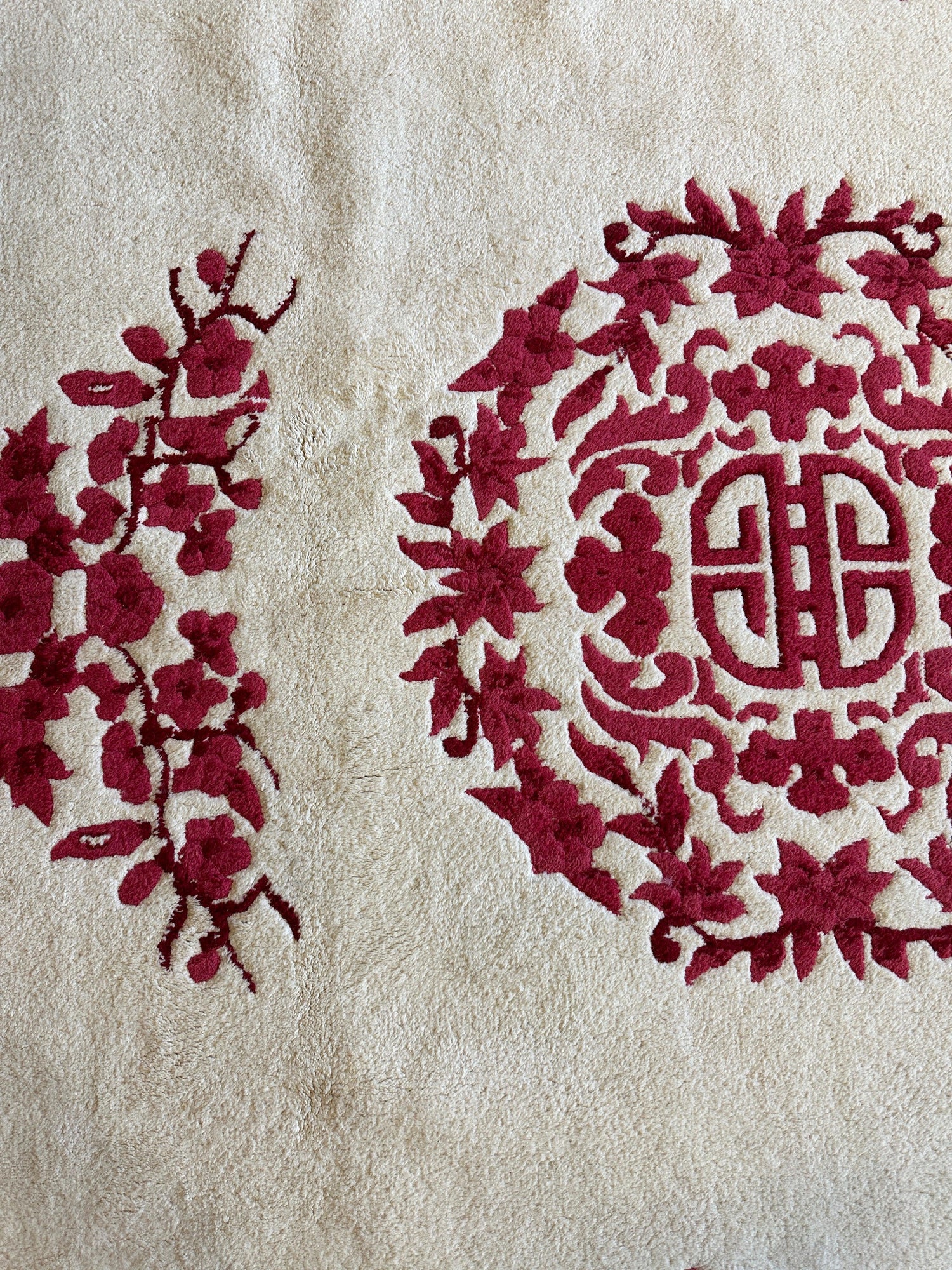 Red & Beige Chinese Art Deco Style Rug 11 x 15