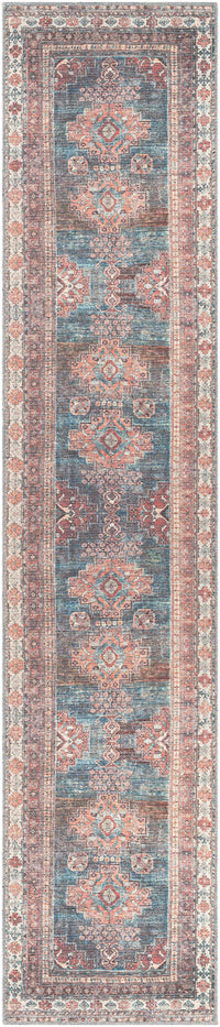Baltinglass Rust & Blue Washable Area Rug - Clearance