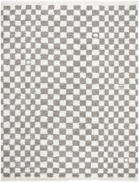 Kieu Taupe Checkered Plush Rug