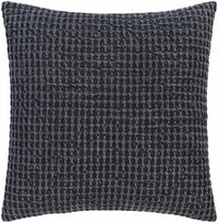 Skipperville Textured Black Woven Square Throw Pillow