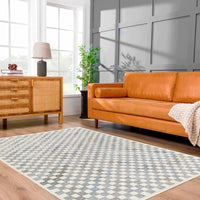 Halen Gray Checkered Area Rug