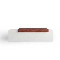 Tapered Bench with Wooden Planks - White GFRC Concrete Bench