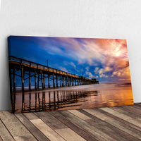 Beach Pier & Ocean Horizon Canvas Wall Art