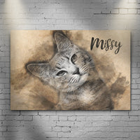 Cat Portrait Pencil Drawing Sign