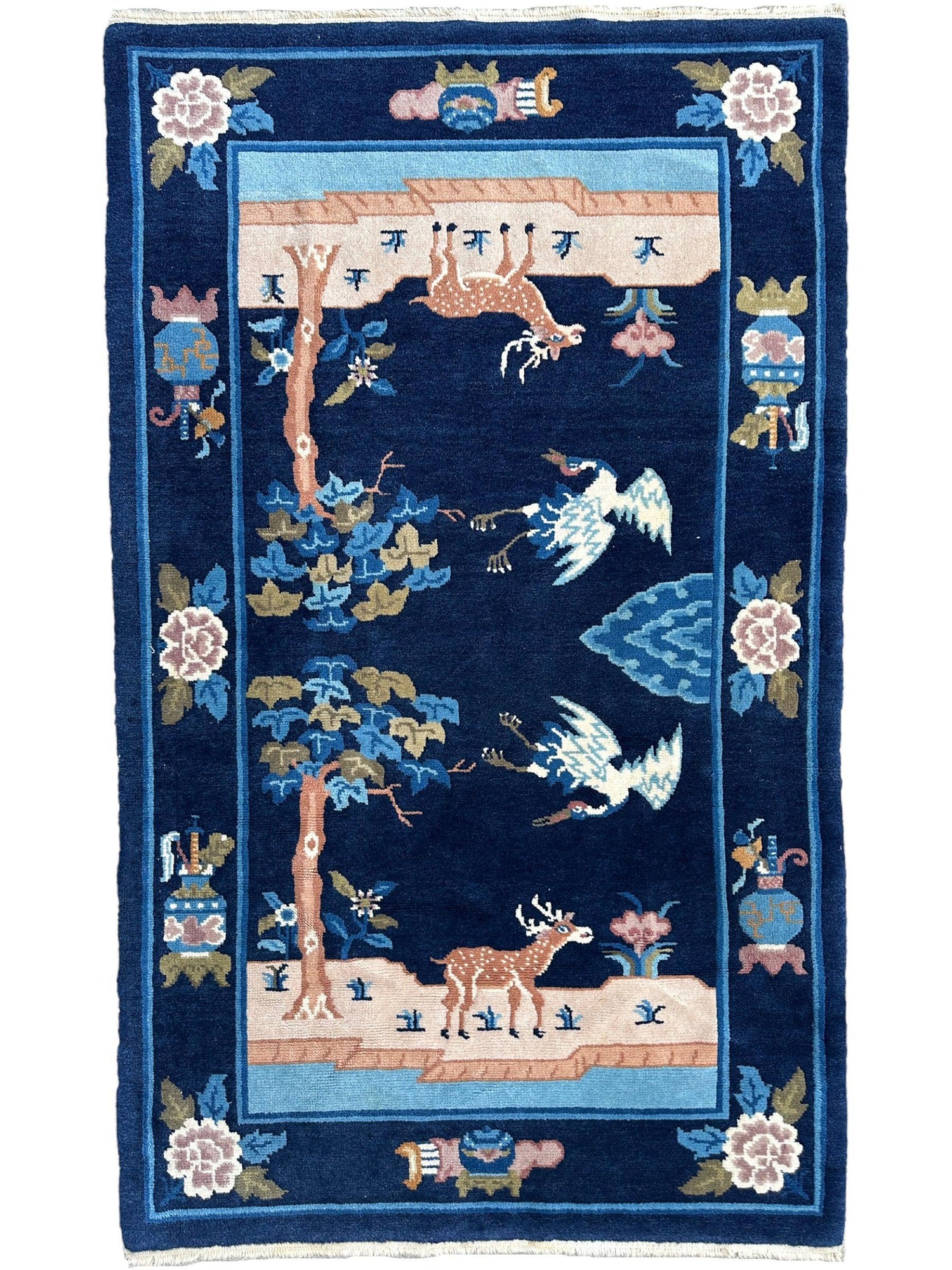 Vintage Resimli Tibet Halısı 3' x 5'1”