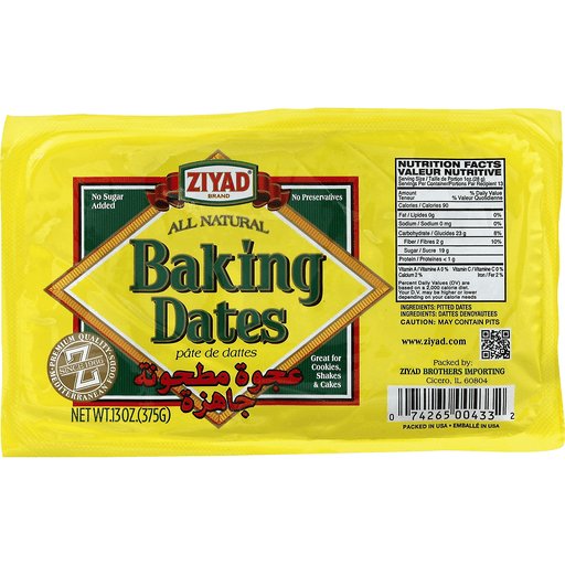 Ziyad Pitted Dates for Baking - 13 Oz, All Natural, No Sugar Added, Ideal for Cookies & Cakes