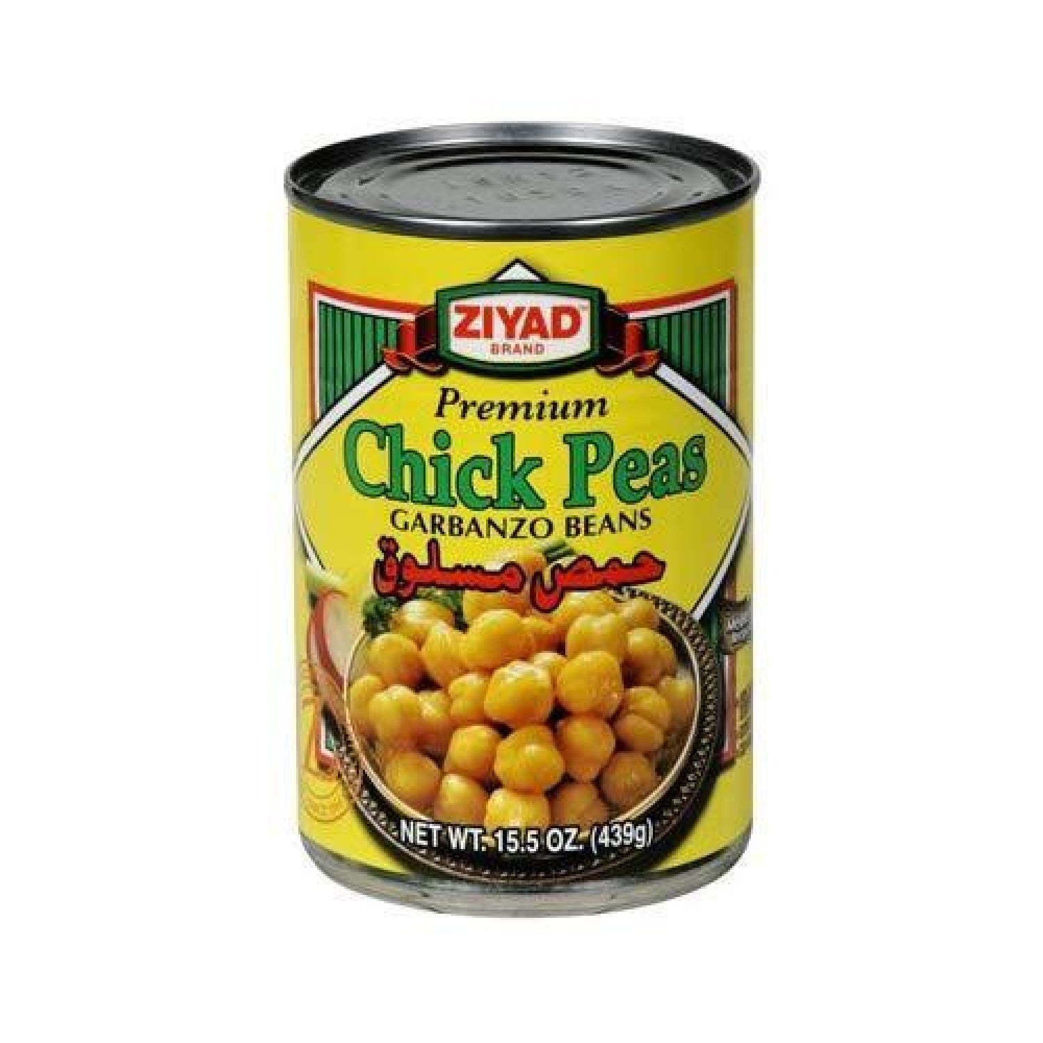 Ziyad Canned Chickpeas (Garbanzo Beans) in Water, 15.5 Oz, Great for Salads and Dishes